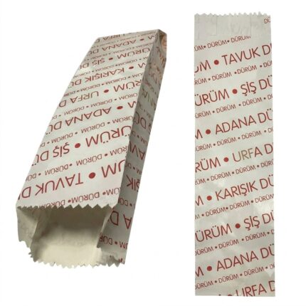 Dürüm Kese Kağıdı 5 kg - Altı Kapaklı Baskılı Paket Servis Ambalaj Kağıdı